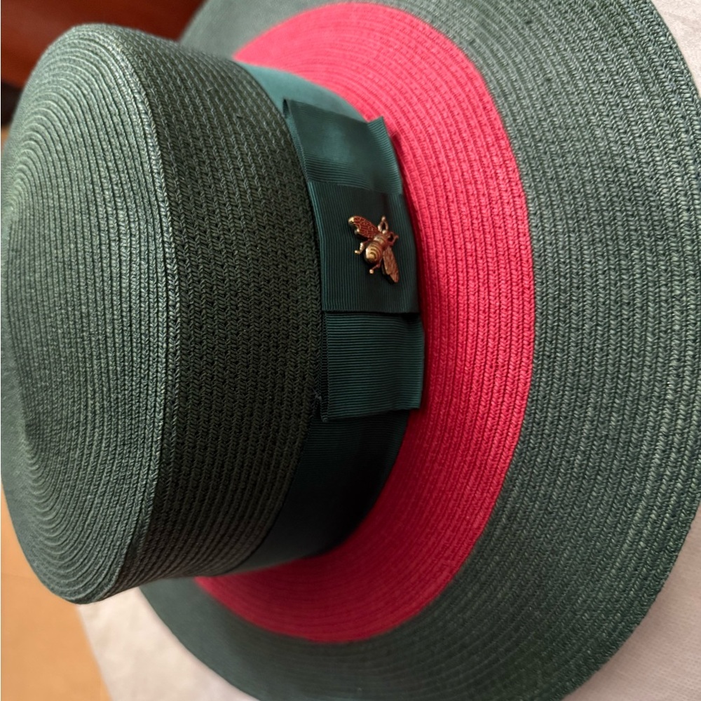 Green and Red Straw Hat with Ribbon - Picture 6 of 11